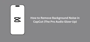 ​A clear tutorial graphic showing the mobile interface of CapCut. The 'Reduce Noise' feature is highlighted with a glow effect, demonstrating the process to remove background noise in CapCut for a professional edit.